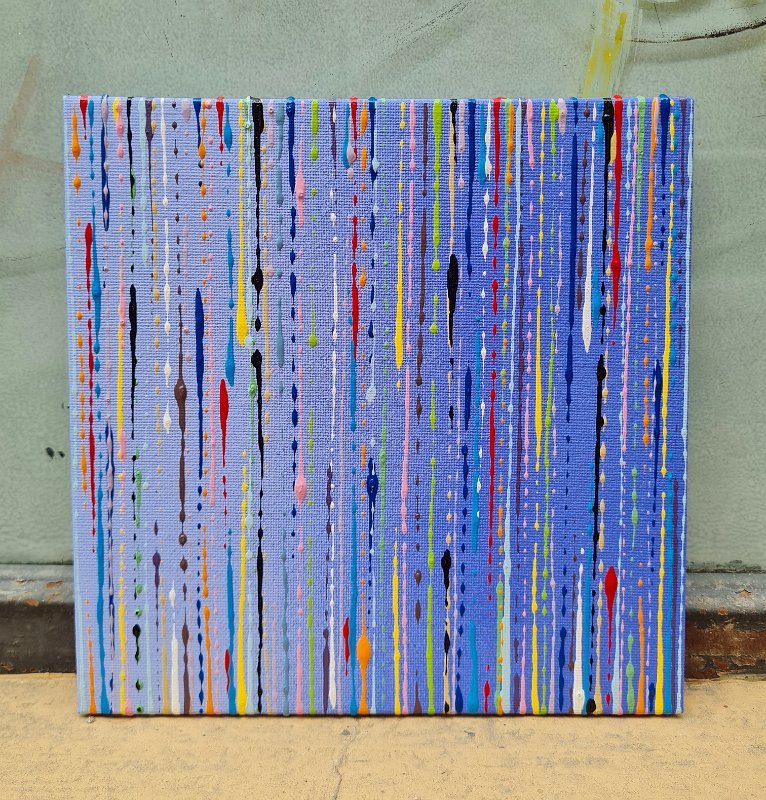 Coloured lines 31 2025, 20x20,  Spray-Lack auf Malkarton, € 130